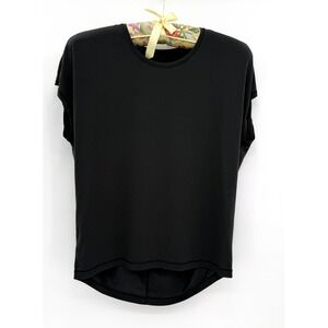 Lululemon Shirt Womens Medium Black Open Back High Low Hem Athletic Top Yoga